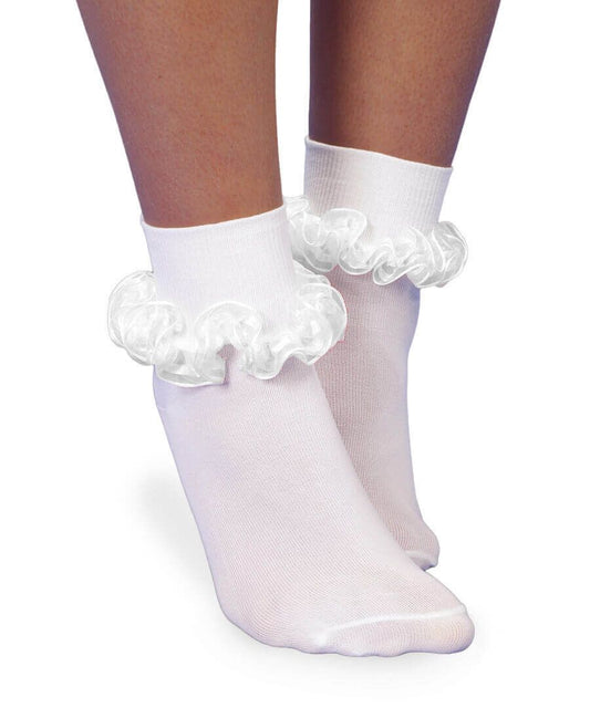 Smooth Toe Sheer Ribbon Tutu Lace Turn Cuff Socks