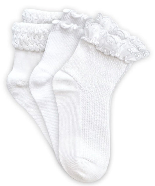 Smooth Toe Eyelet Lace/Ripple/Bubble Quarter Ankle Socks
