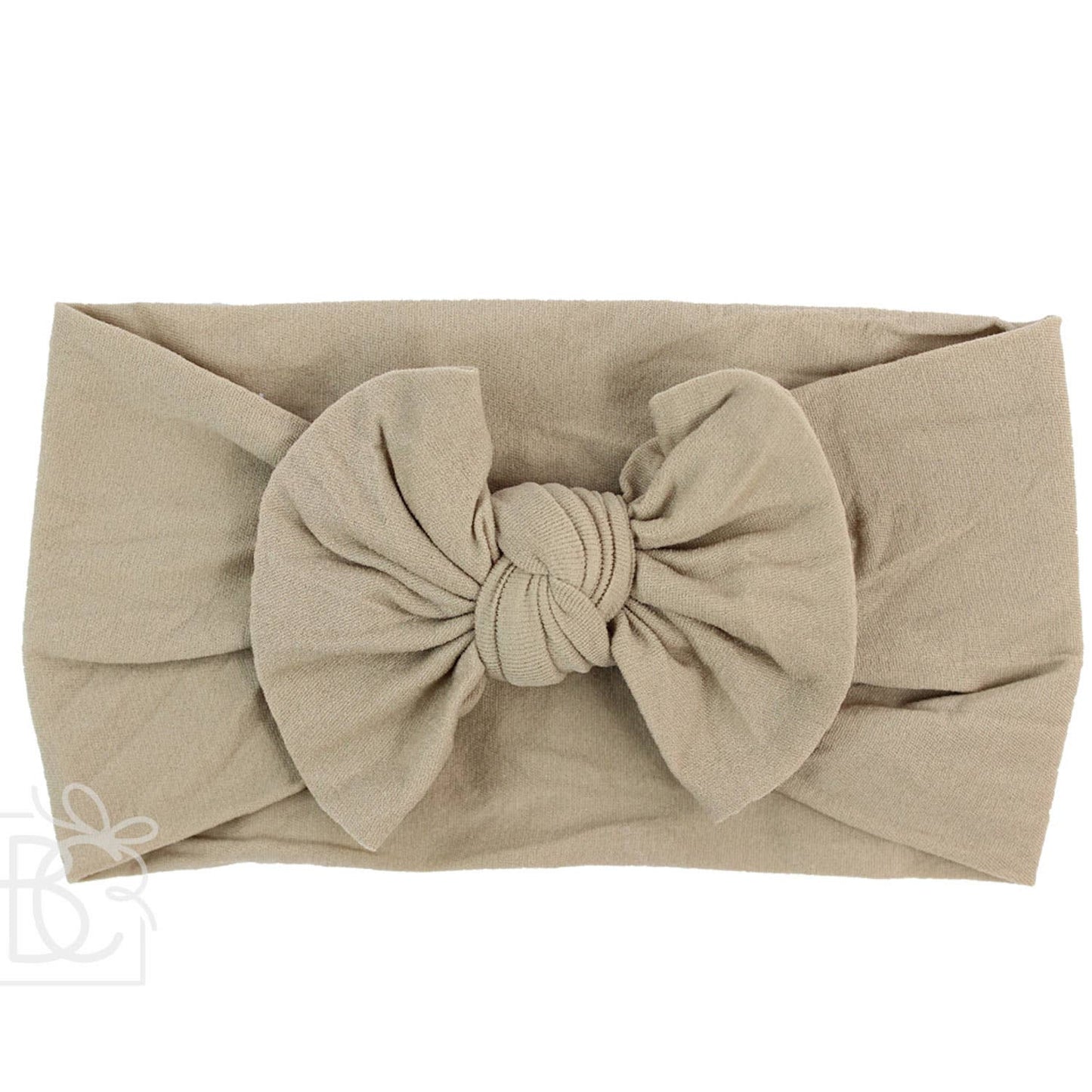 WIDE PANTYHOSE HEADBAND WITH KNOT BOW (SOLIDS): POWDER PINK