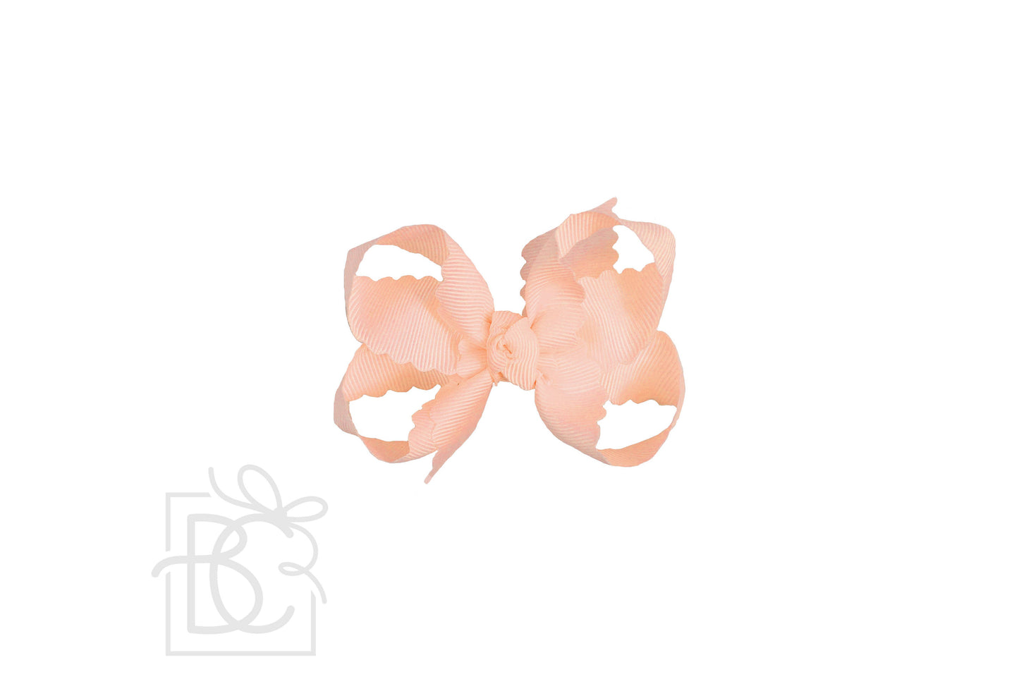 SCALLOPED EDGE BOW: Powder Pink / 4.5" Large - 1.5" Ribbon on Alligator Clip