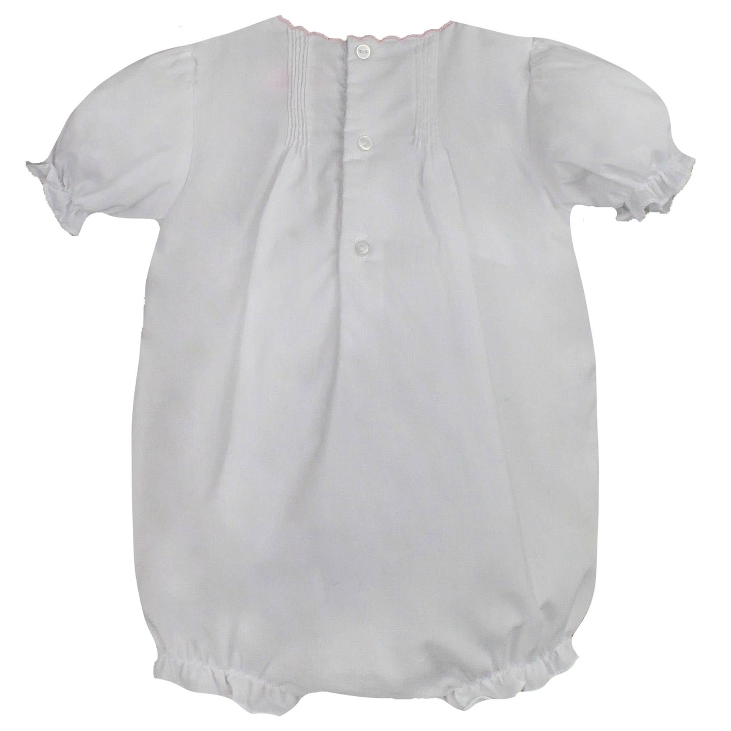 Flower Embroidered Heirloom Bubble: White