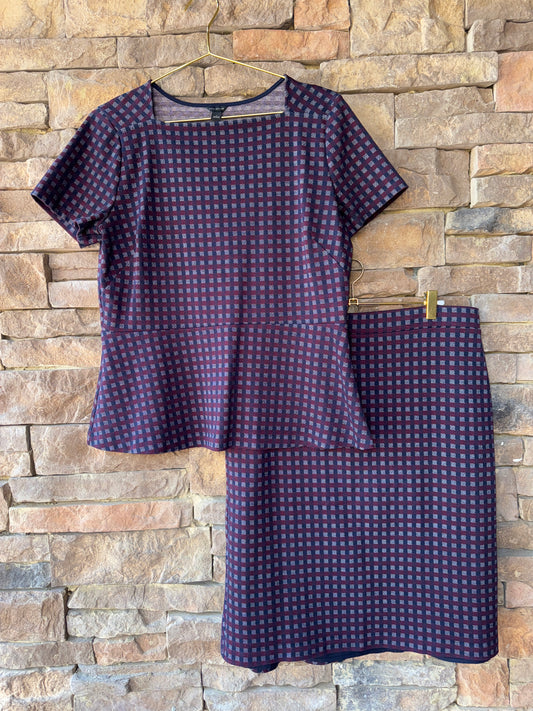Ann Taylor 2Piece Peplum Top & Skirt L