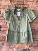 C&I Hunter Green Button Top XS