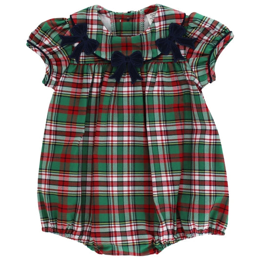 Christmas Plaid Girls Short Bubble
