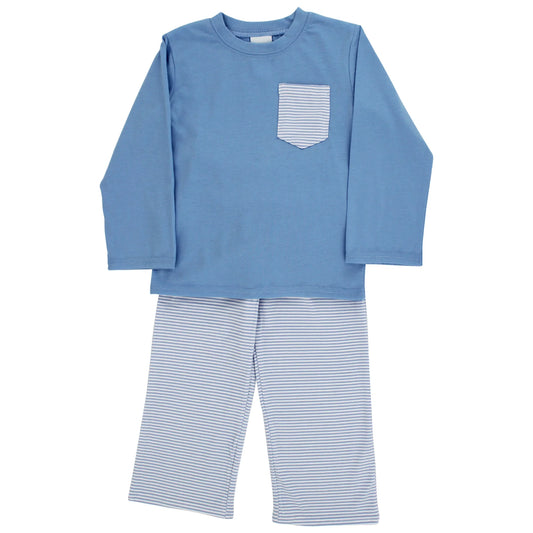 Medium Blue Knit Porter Pants Set