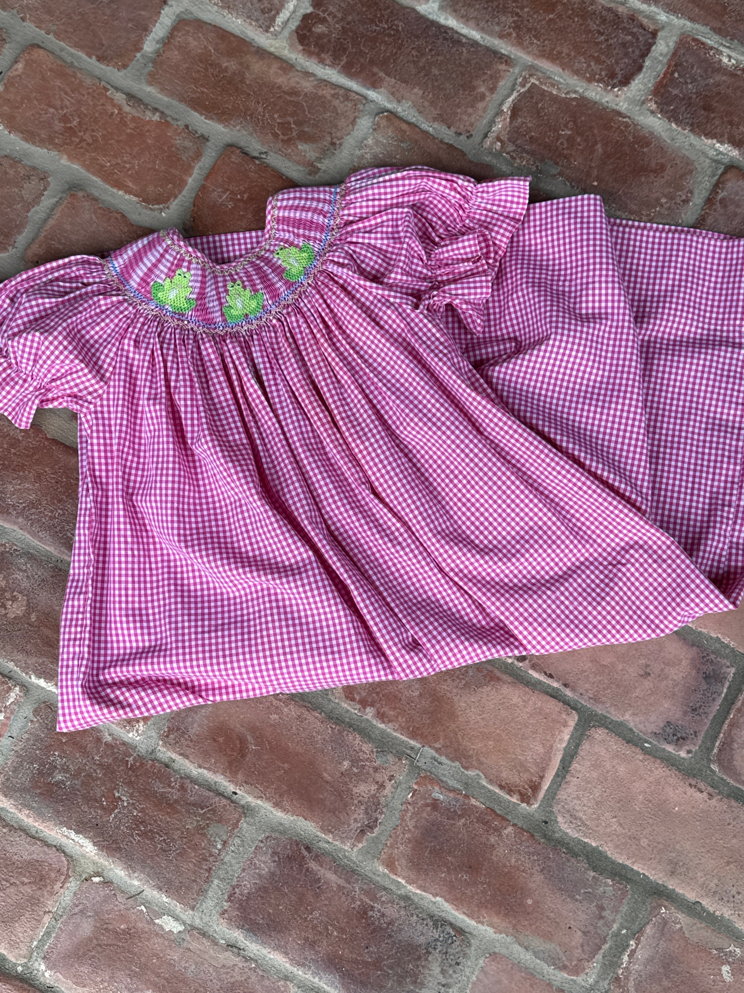 Frog Pink Gingham Smocked Dress 10