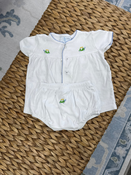 Little English Golf Cart Embroidered Diaper Set 12m