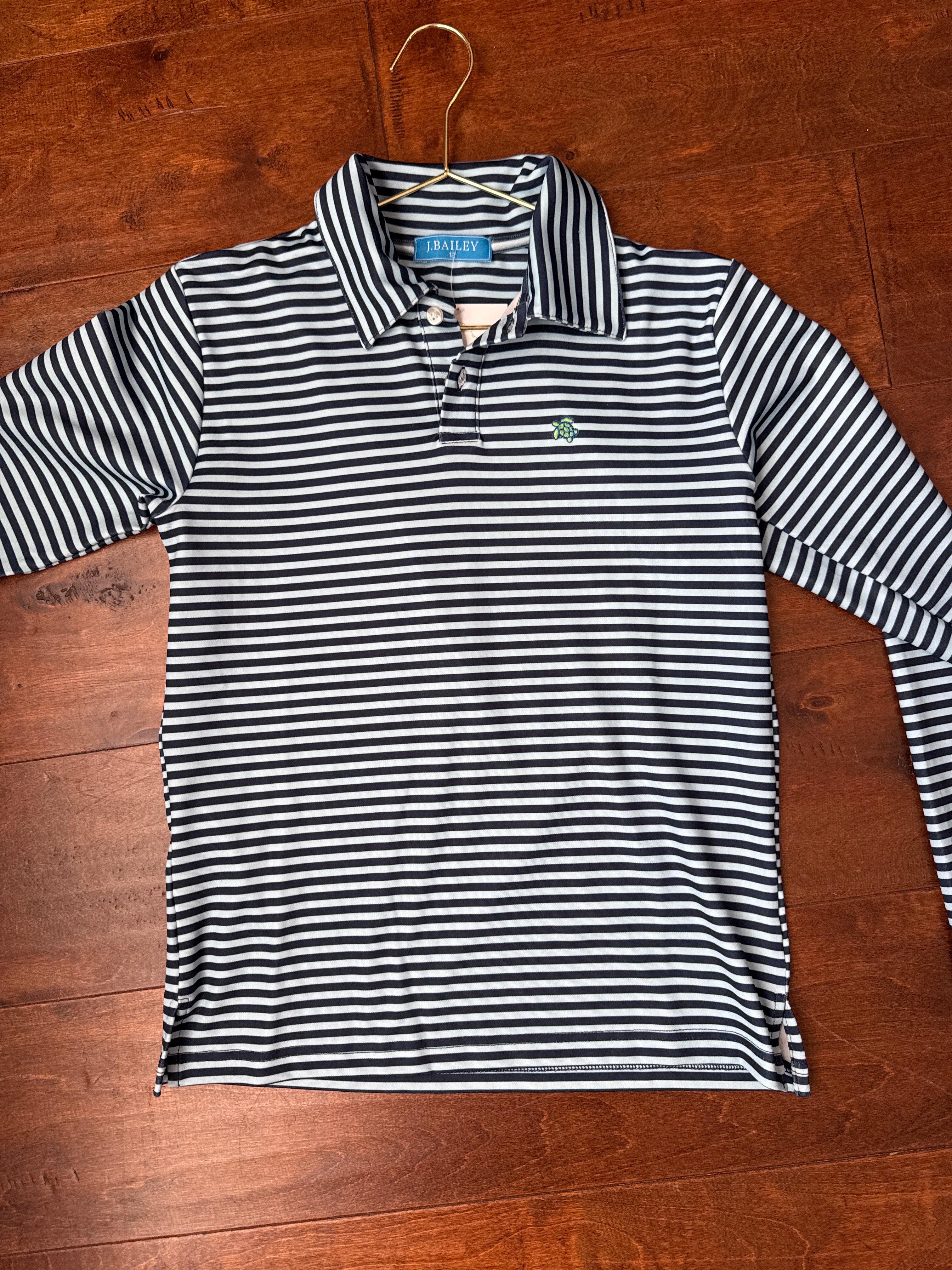 J Bailey Ls Striped Performance Material Polo 12