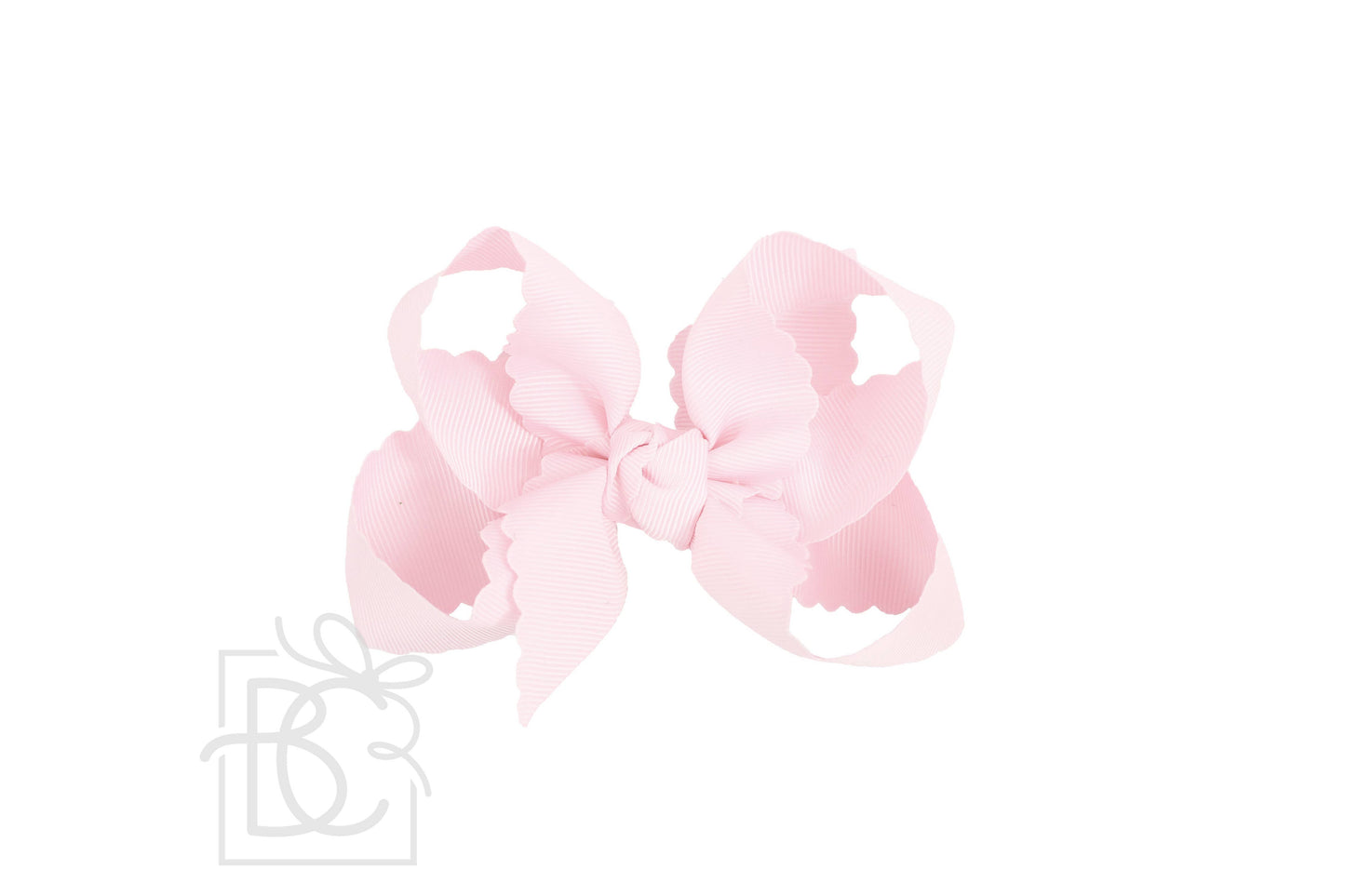 SCALLOPED EDGE BOW: Pink / 3.5" Medium - 1.5" Ribbon on Alligator Clip