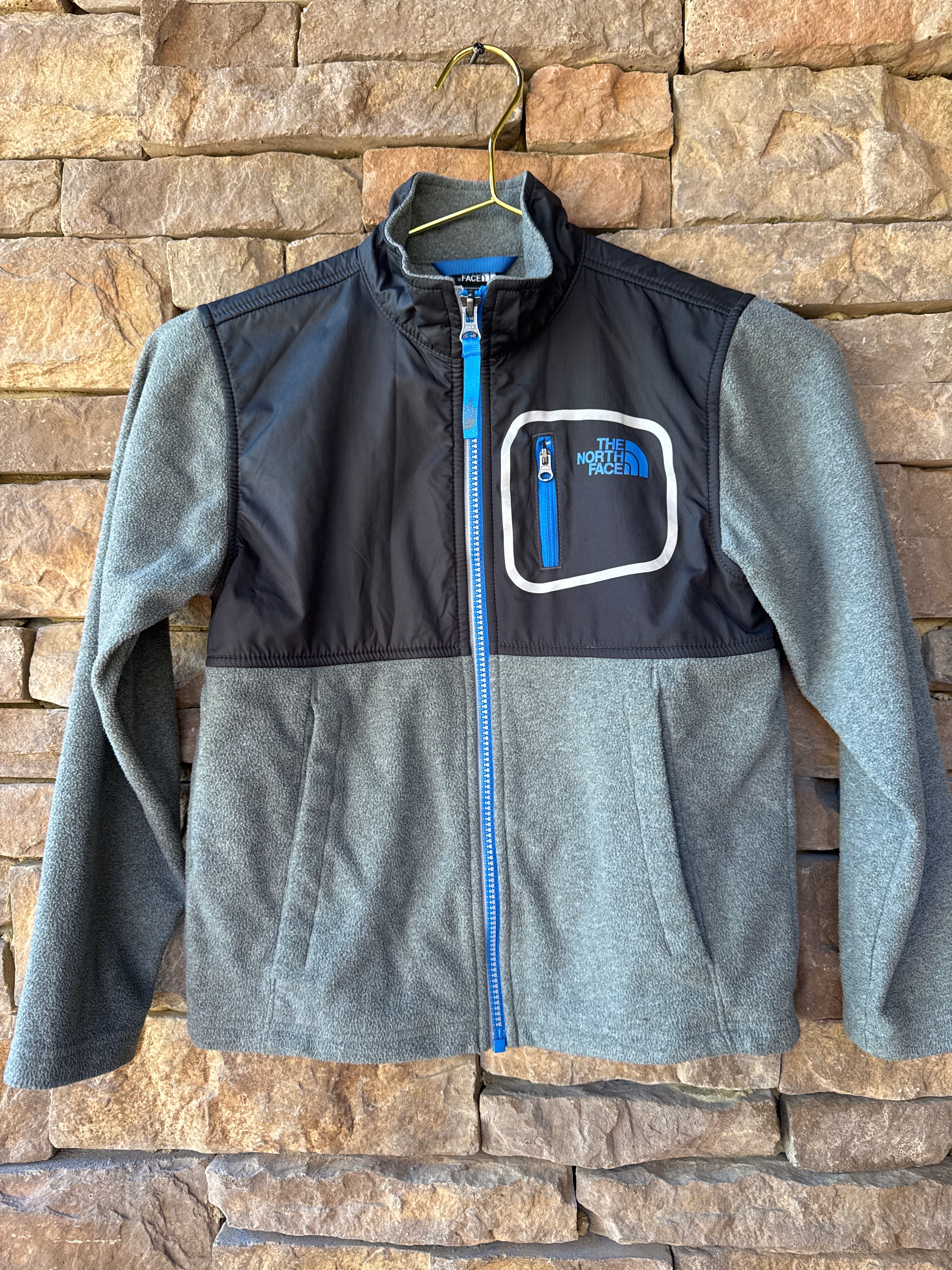 North Face Grey and Blue Zip Fleece 7/8