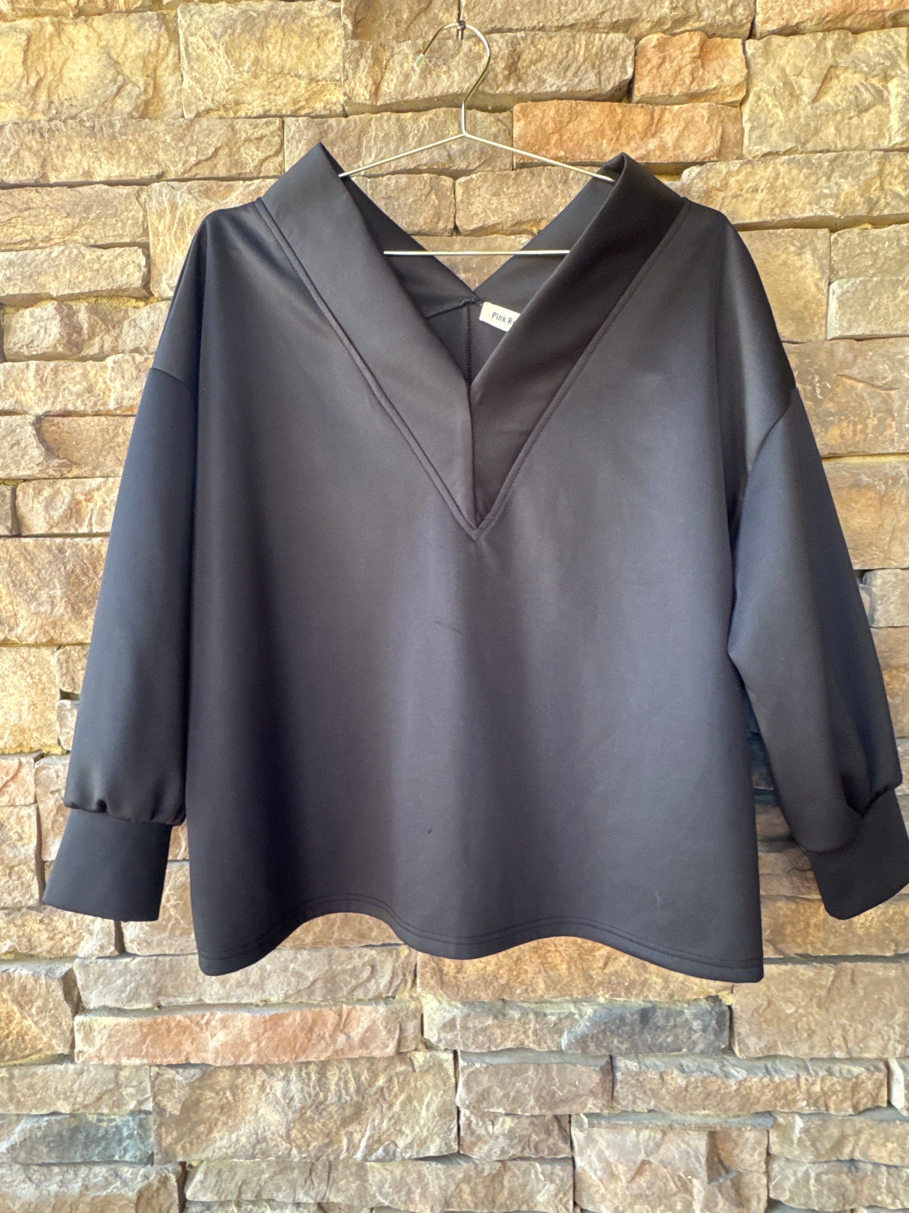 Pink Ripple V Neck LS Performance Top L