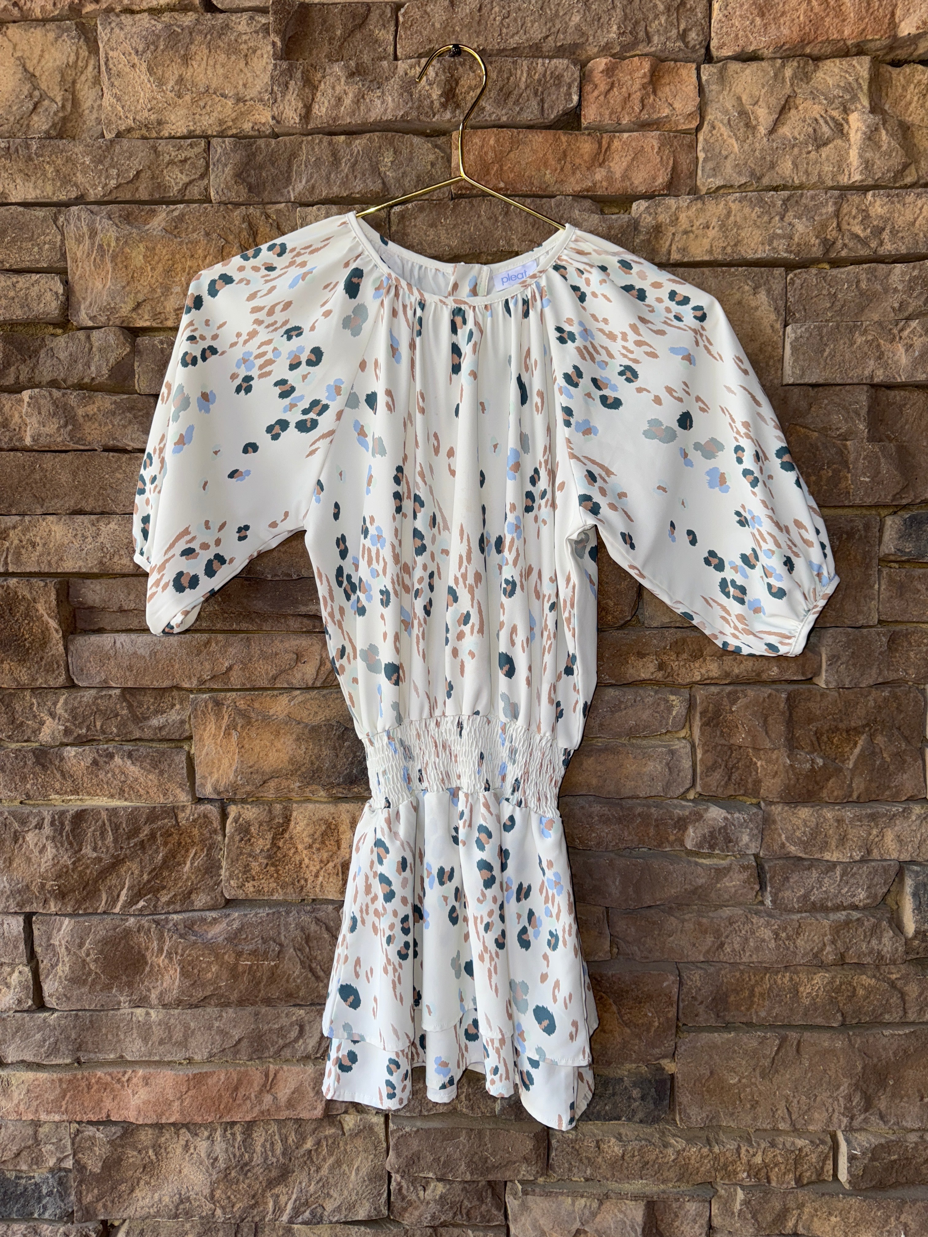 Pleat Leopard Print LS Dress 8