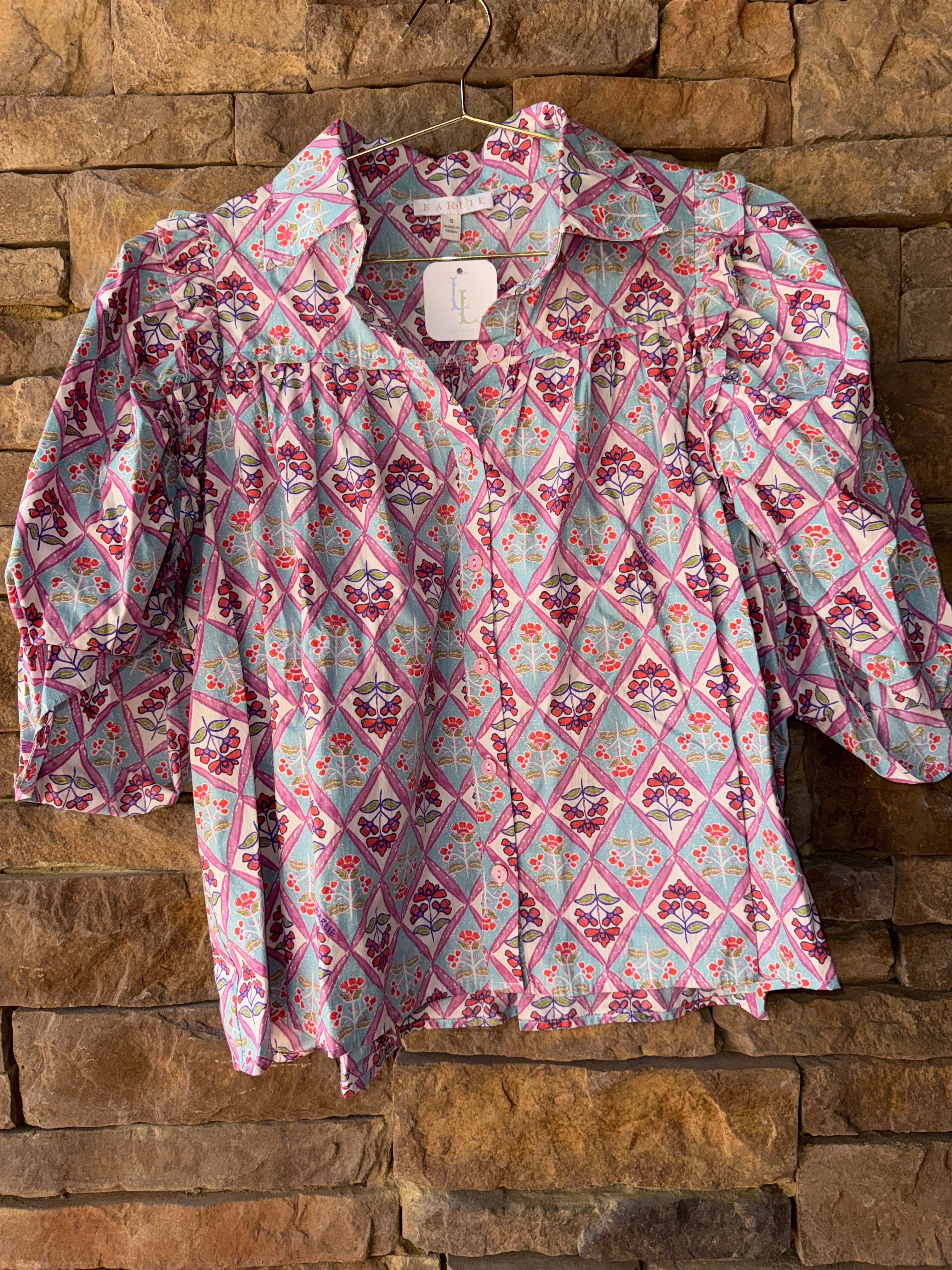 Karlie Puff Sleeve Floral Top S