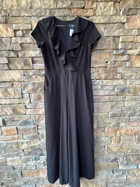 Gabby Skye Long Black Tie Waist Romper 12