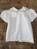 Kellys Kids Green Trim Collared Ss Top 2T