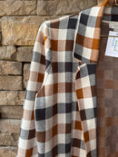 LOFT Brown and Tan Check Cardigan L