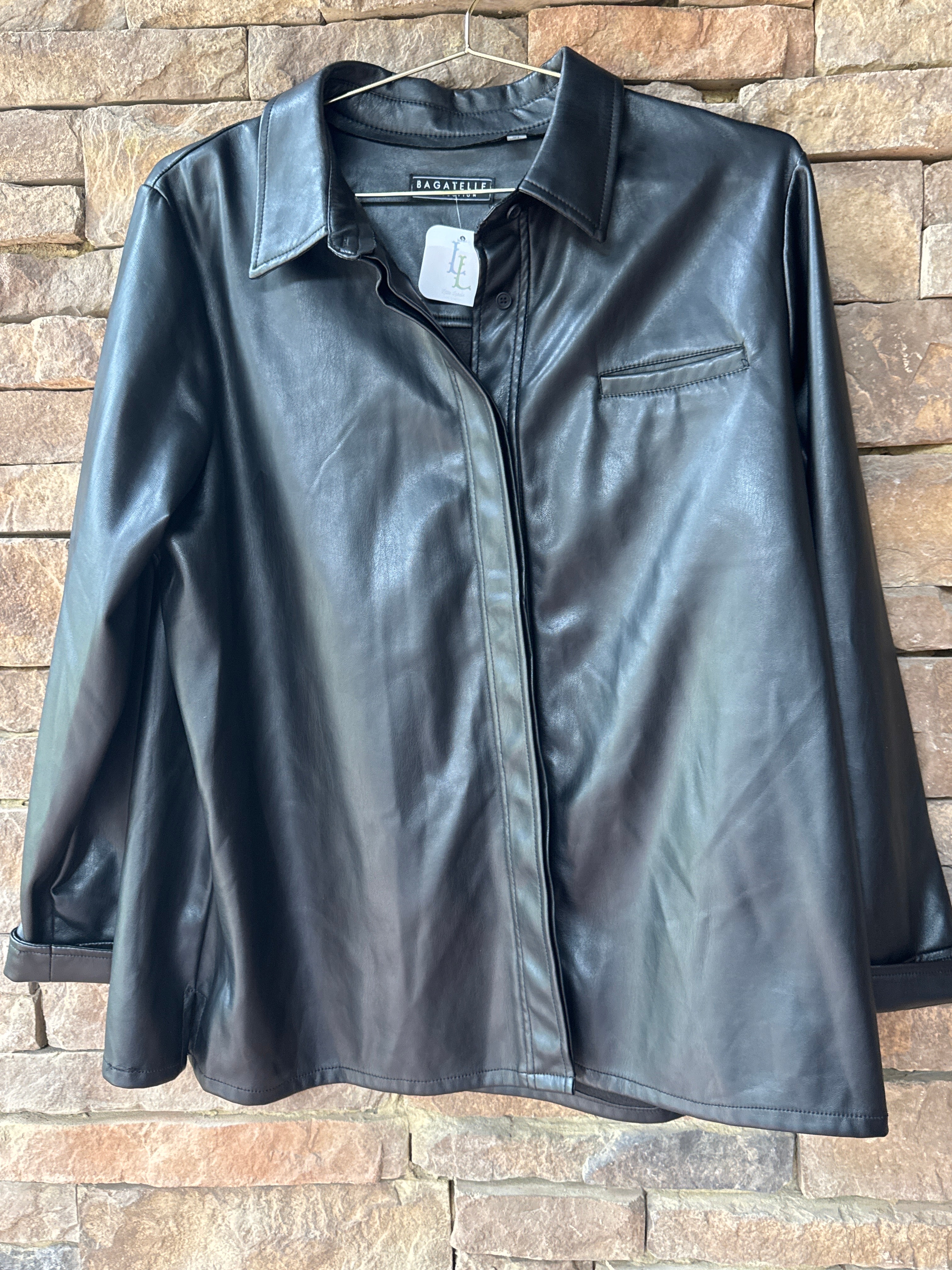 Bagatelle Faux Leather Top Ls XL