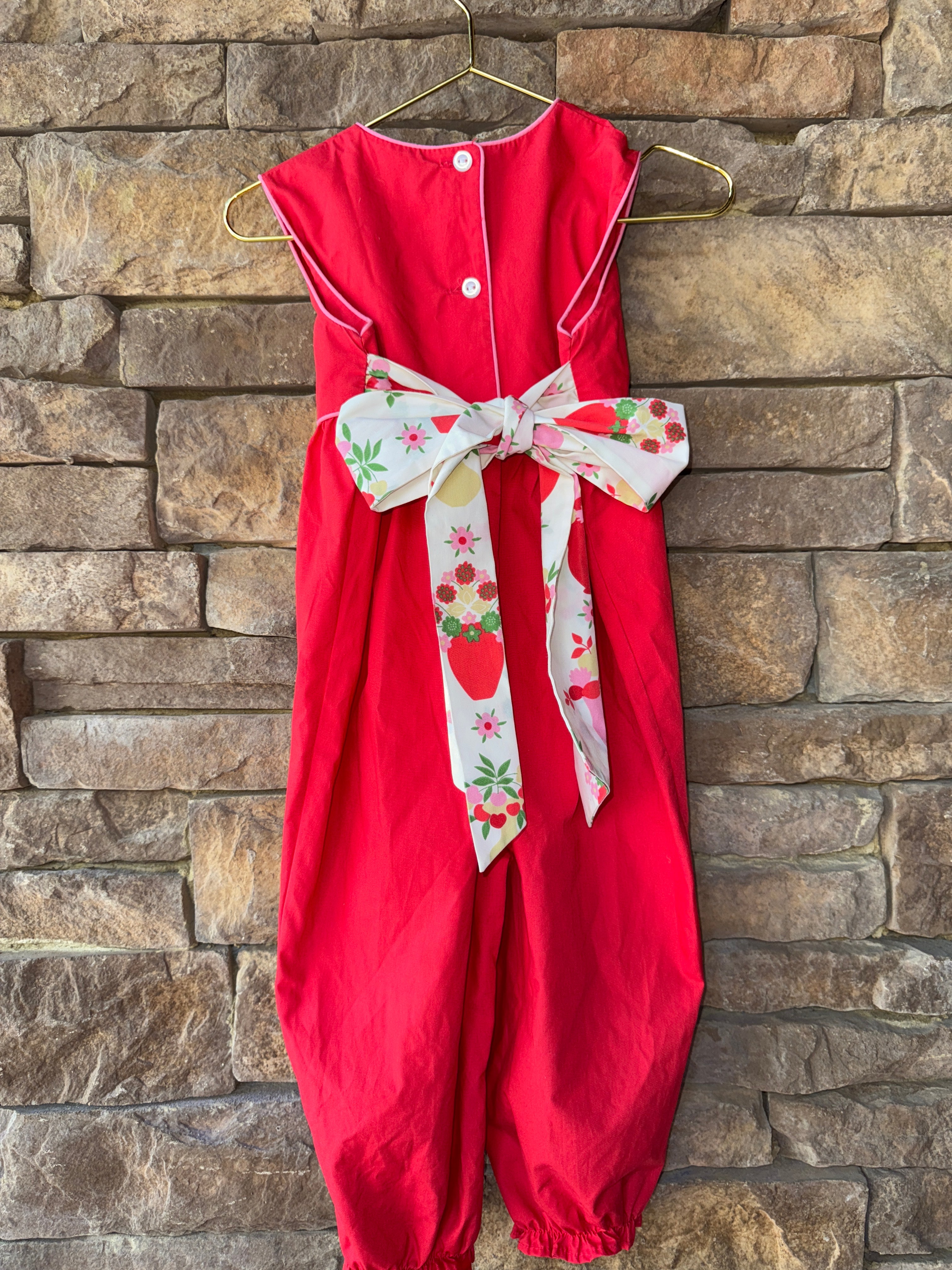 TBBC Red Strawberry Patch Romper 18-24M