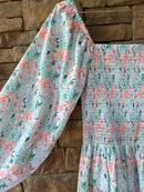 Busy Bee Smocked Floral Smocked Maxi Dress L