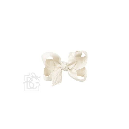 SIGNATURE GROSGRAIN BOW ON CLIP: 3.5" Medium - 7/8" Ribbon on Alligator Clip / ANTIQUE WHITE