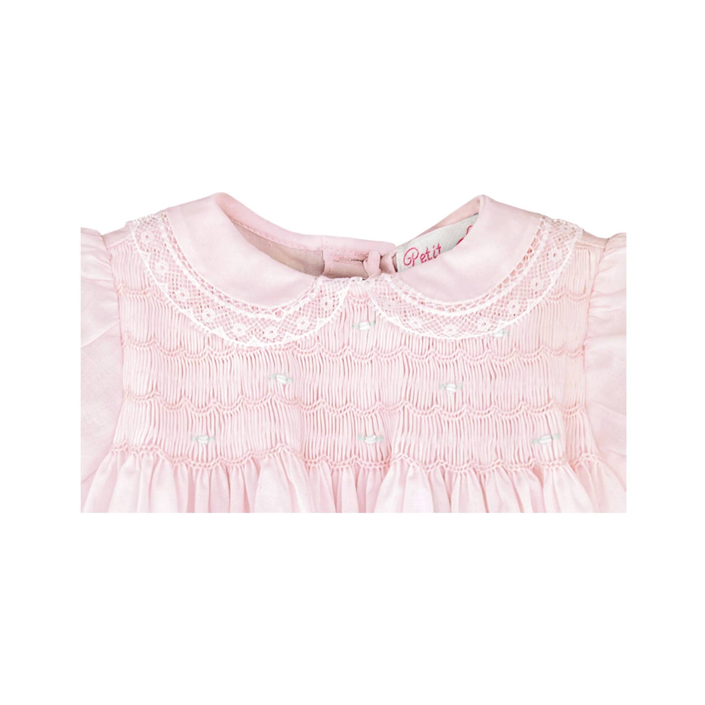 Smocked Dress with Lace: Pink