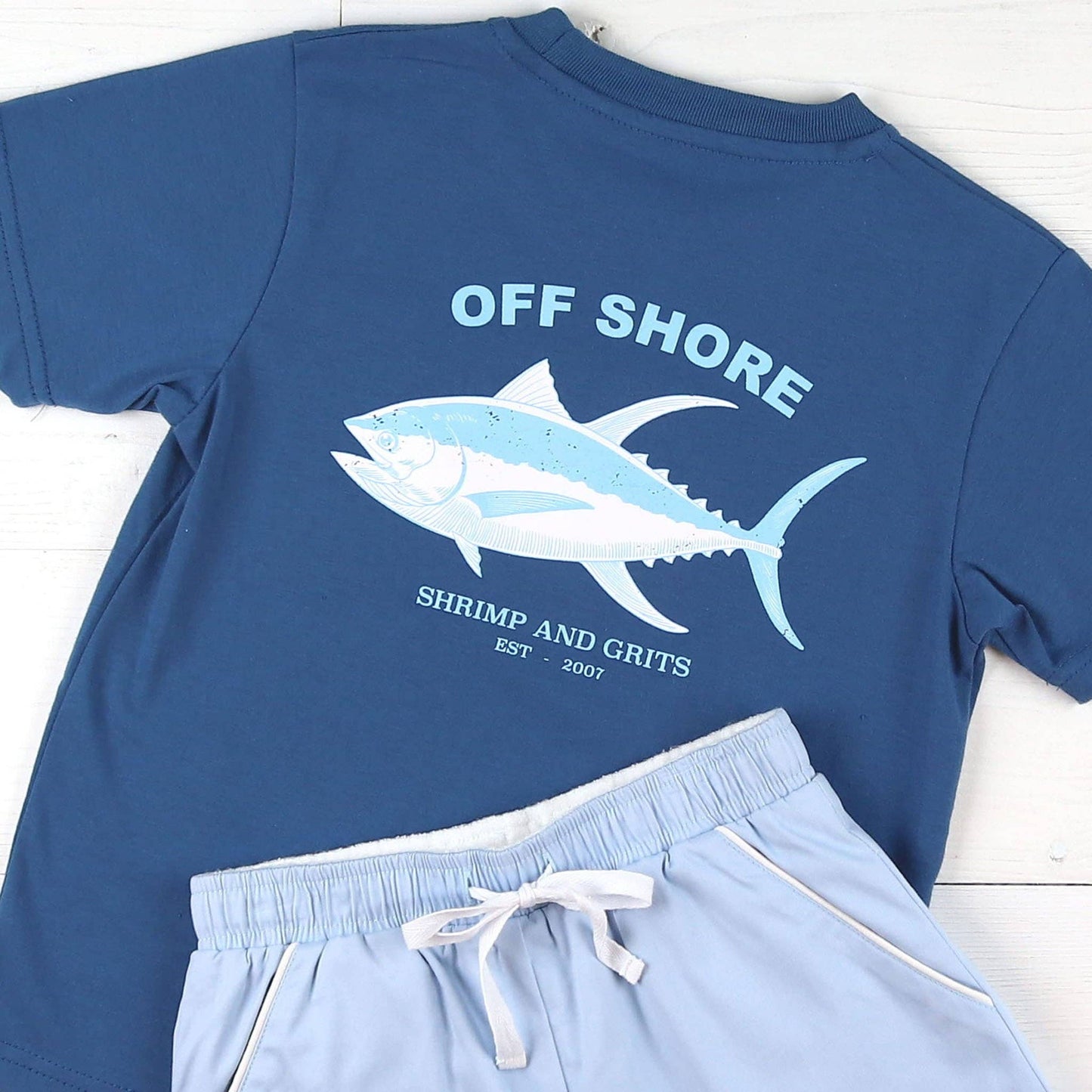 Powder Blue Twill Shrimp Shorts