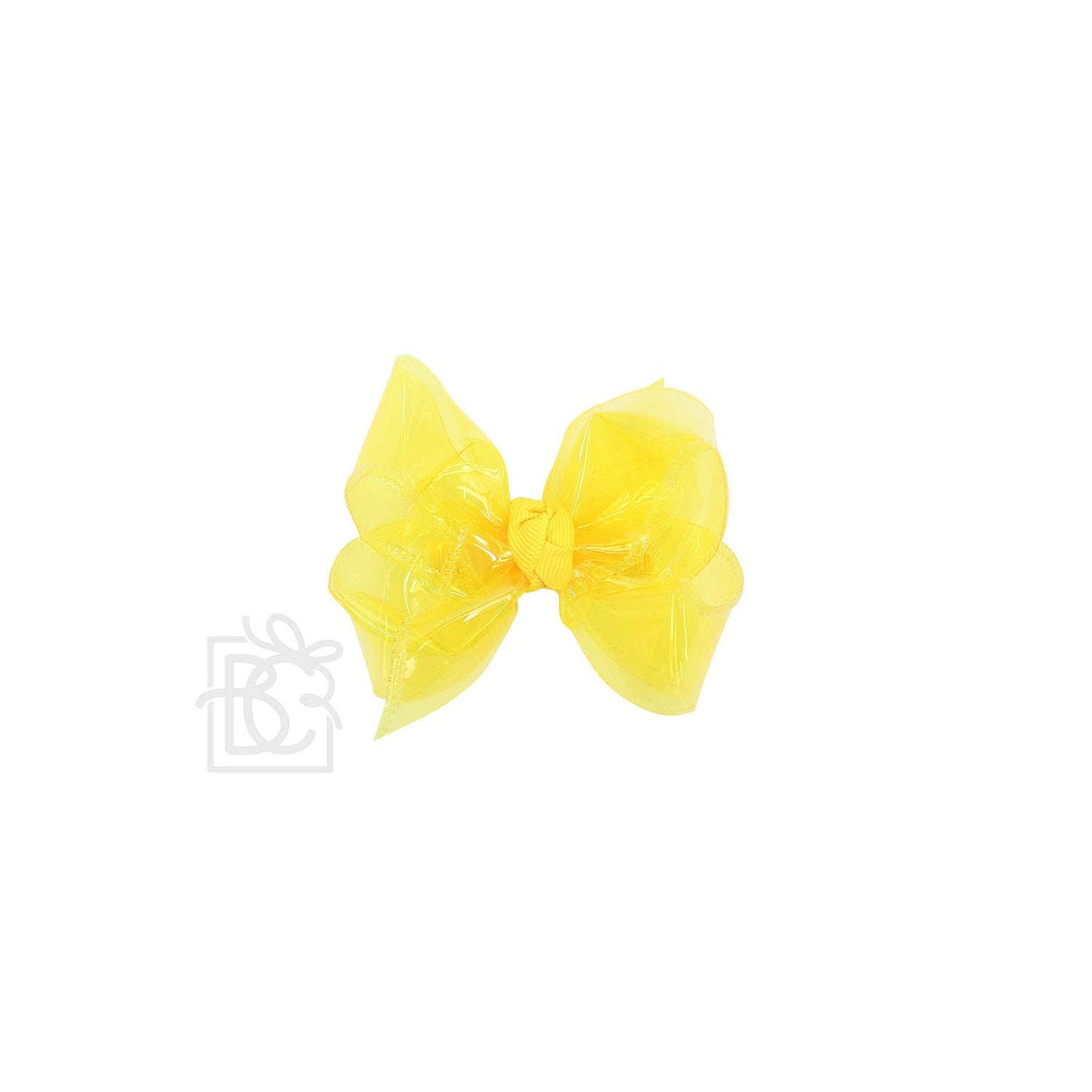 WATERPROOF BOWS ON ALLIGATOR CLIP: 5.5" Huge - 2.5" Ribbon on Alligator Clip / BRIGHT YELLOW