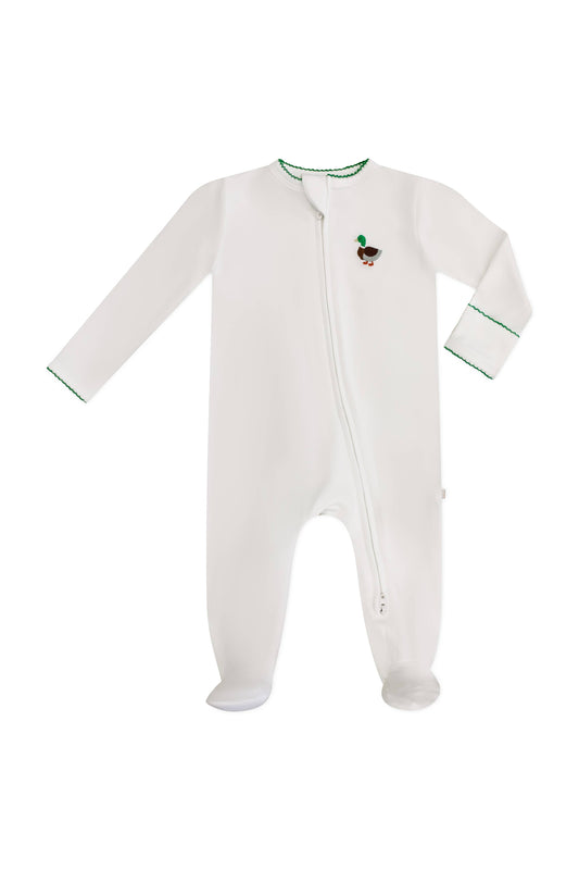 Pip Embroidered Zip Romper -Mallards