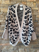 MudPie Leopard Fuzzy Cardigan OS