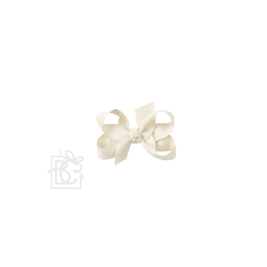 SIGNATURE GROSGRAIN BOW ON CLIP: 3" Small - 5/8" Ribbon on Alligator Clip / ANTIQUE WHITE