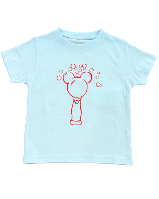 Short-Sleeve Light Blue Mickey Bubbles T-Shirt