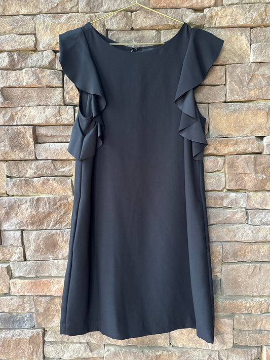 BR Black Ruffle Sleeve Straight Dress 8