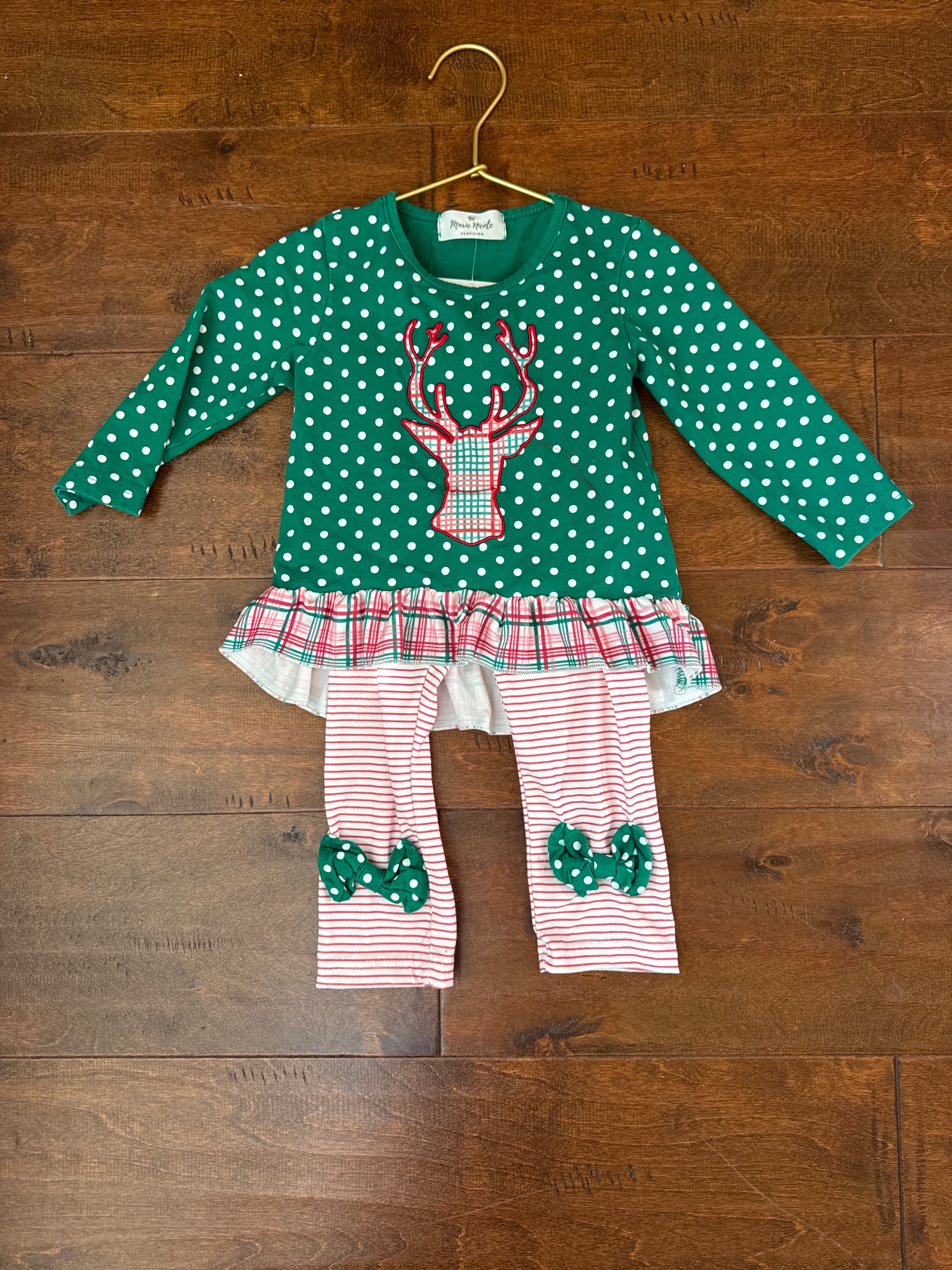 Marie Nicole Reindeer polkadot set 3T