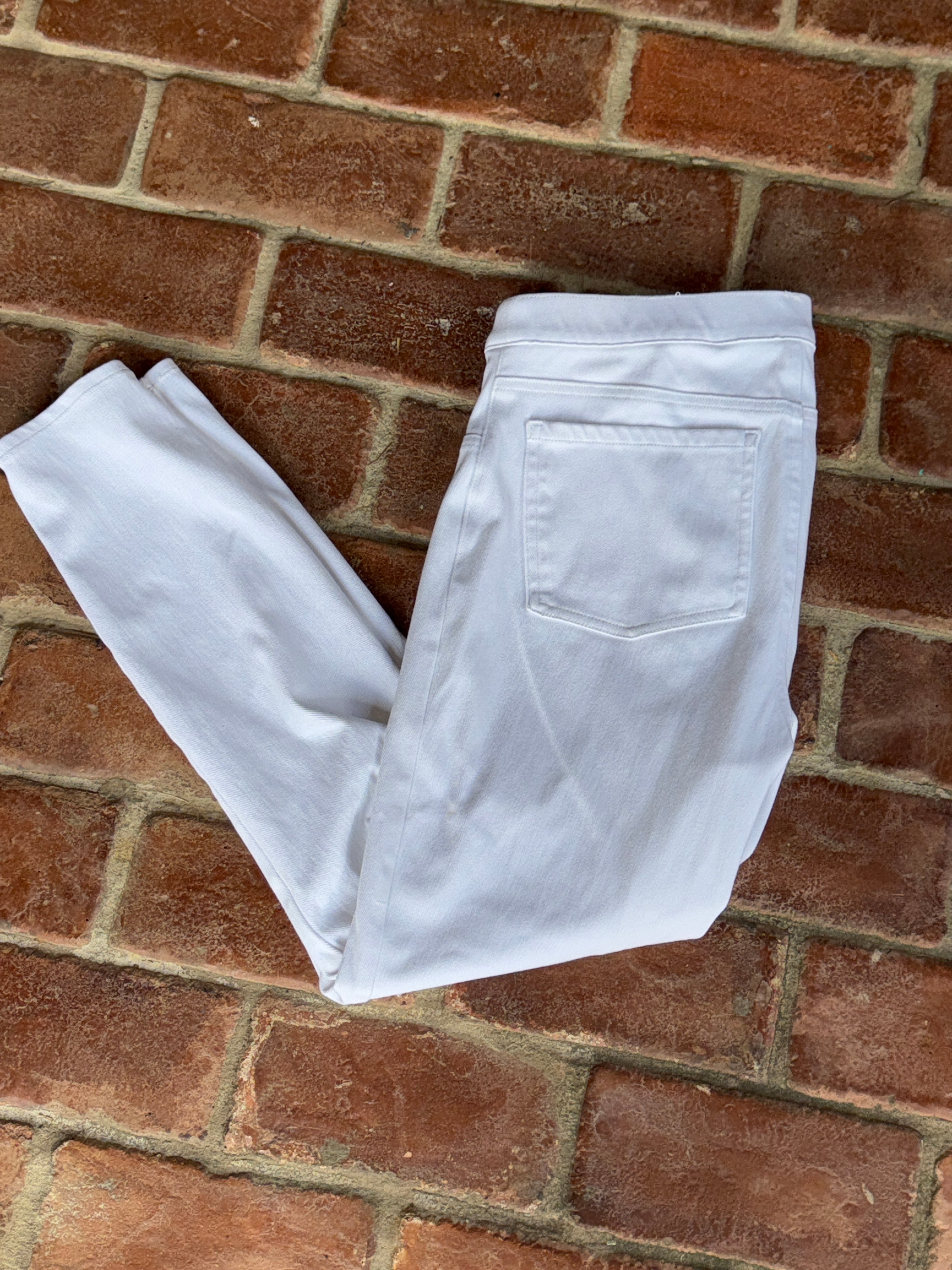 Spanx White Straight Leg Pull On Jean L