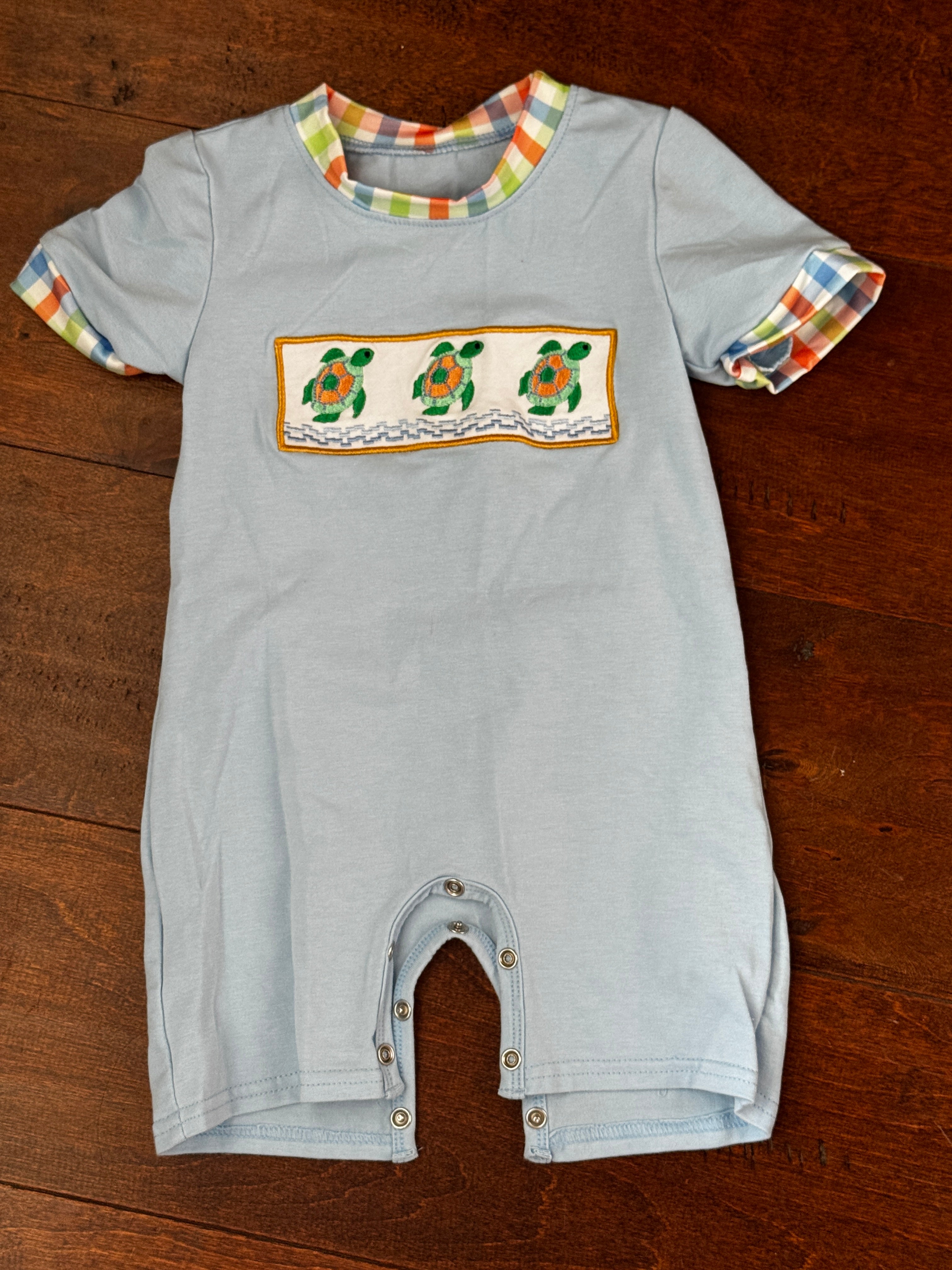 Sea Turtle Gingham Romper 18m