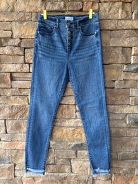 Loft Dark Wash Raw Hem Denim 27