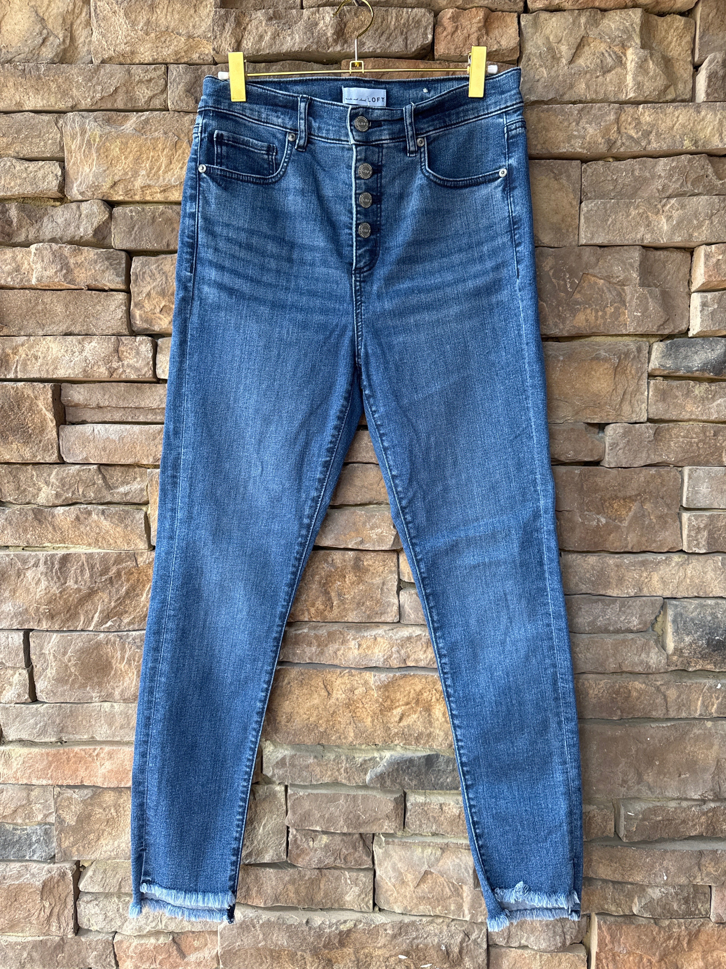 Loft Dark Wash Raw Hem Denim 27