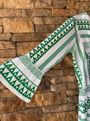 Green and White Long Sleeve Geometric Mini M