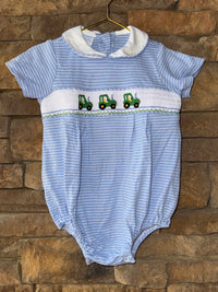 Petit Bebe Smocked Tractor Bubble 24M
