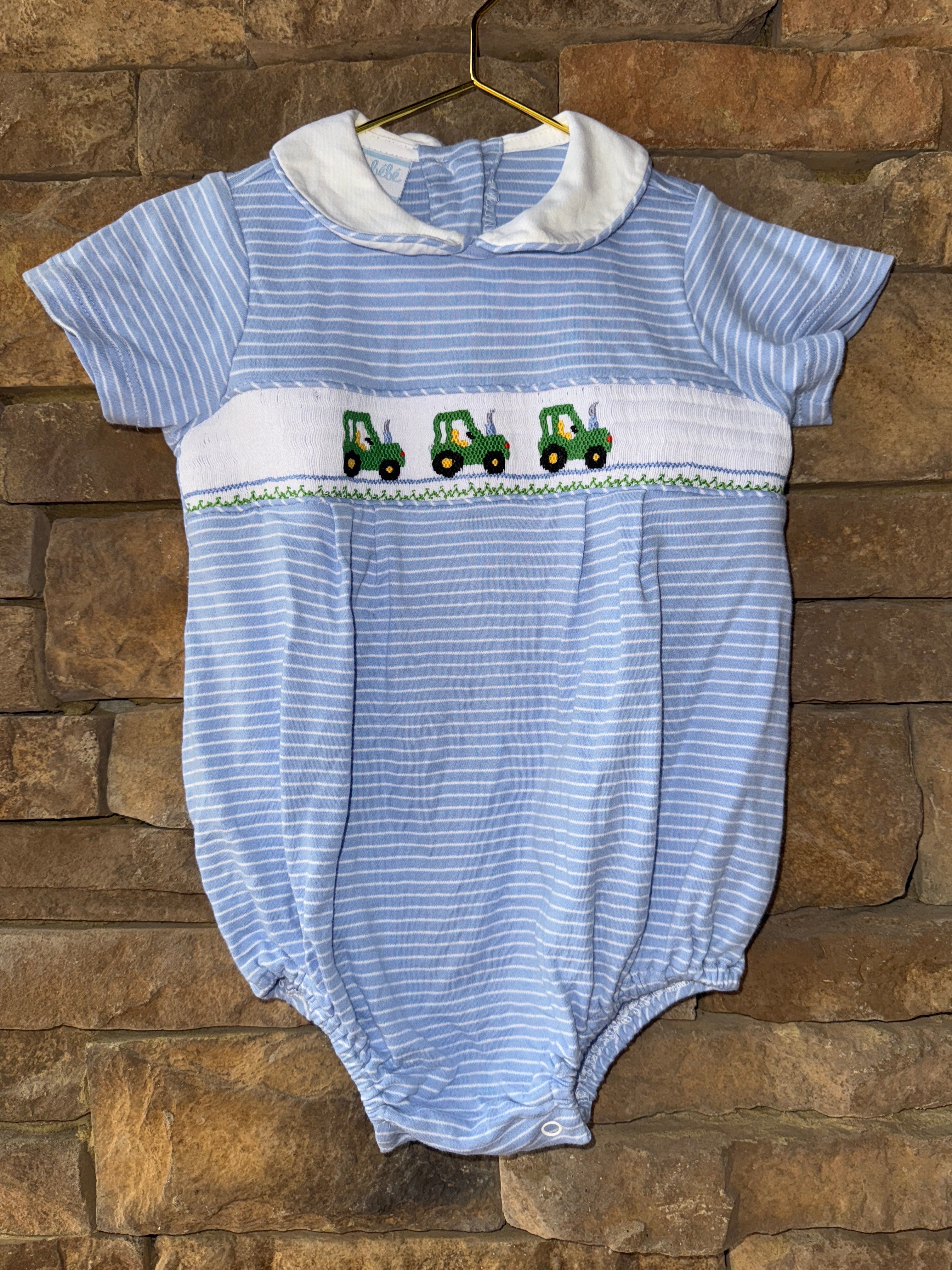 Petit Bebe Smocked Tractor Bubble 24M