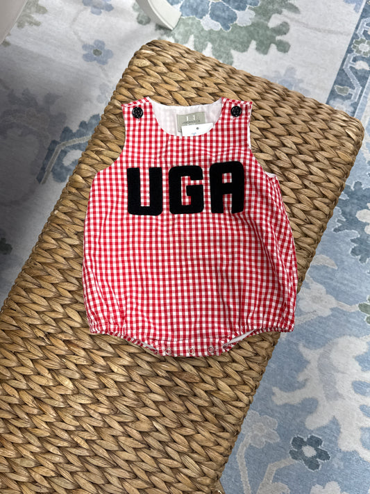UGA Red and White Gingham Bubble 2T