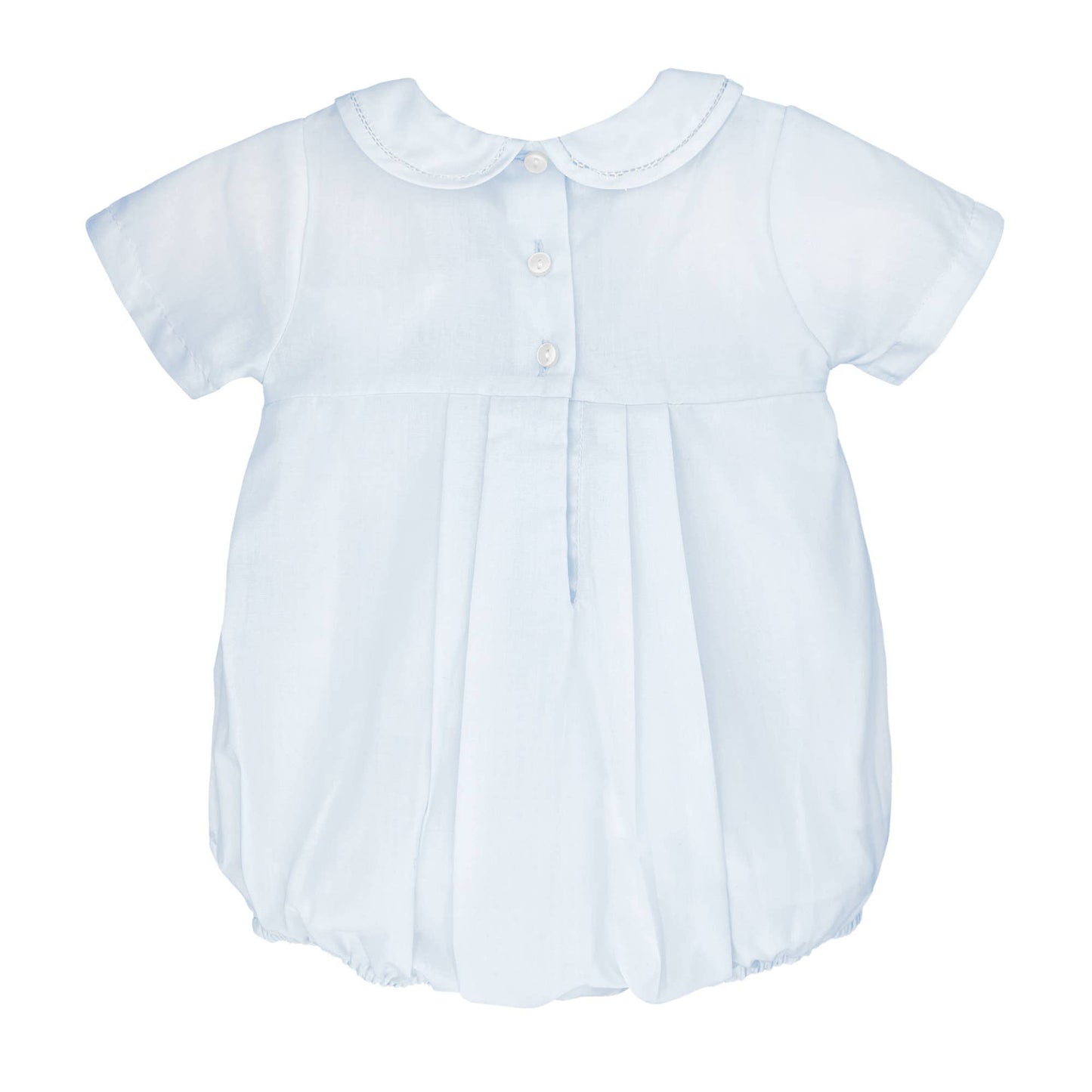 White Romper with Smocking and Peter Pan Collar