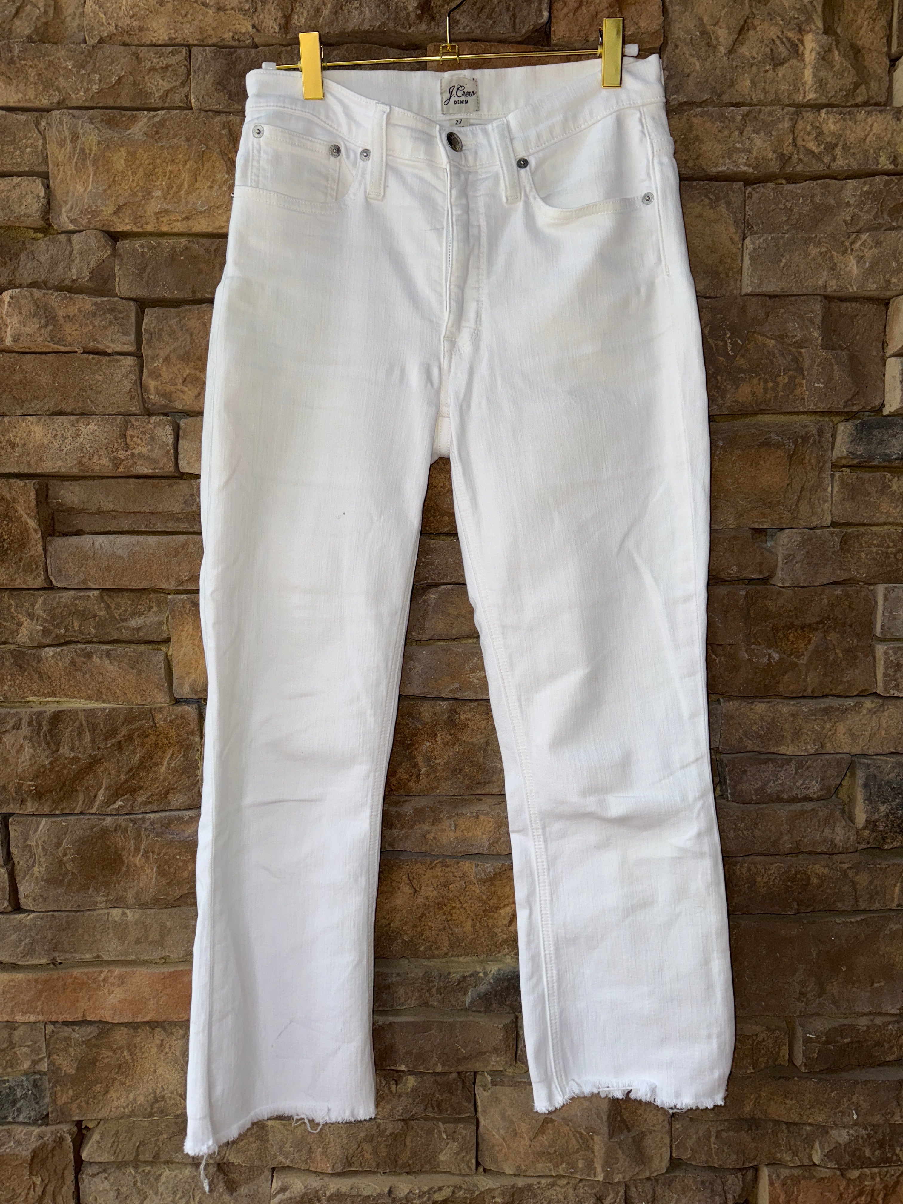 JCrew Raw Hem Straight White Denim 27