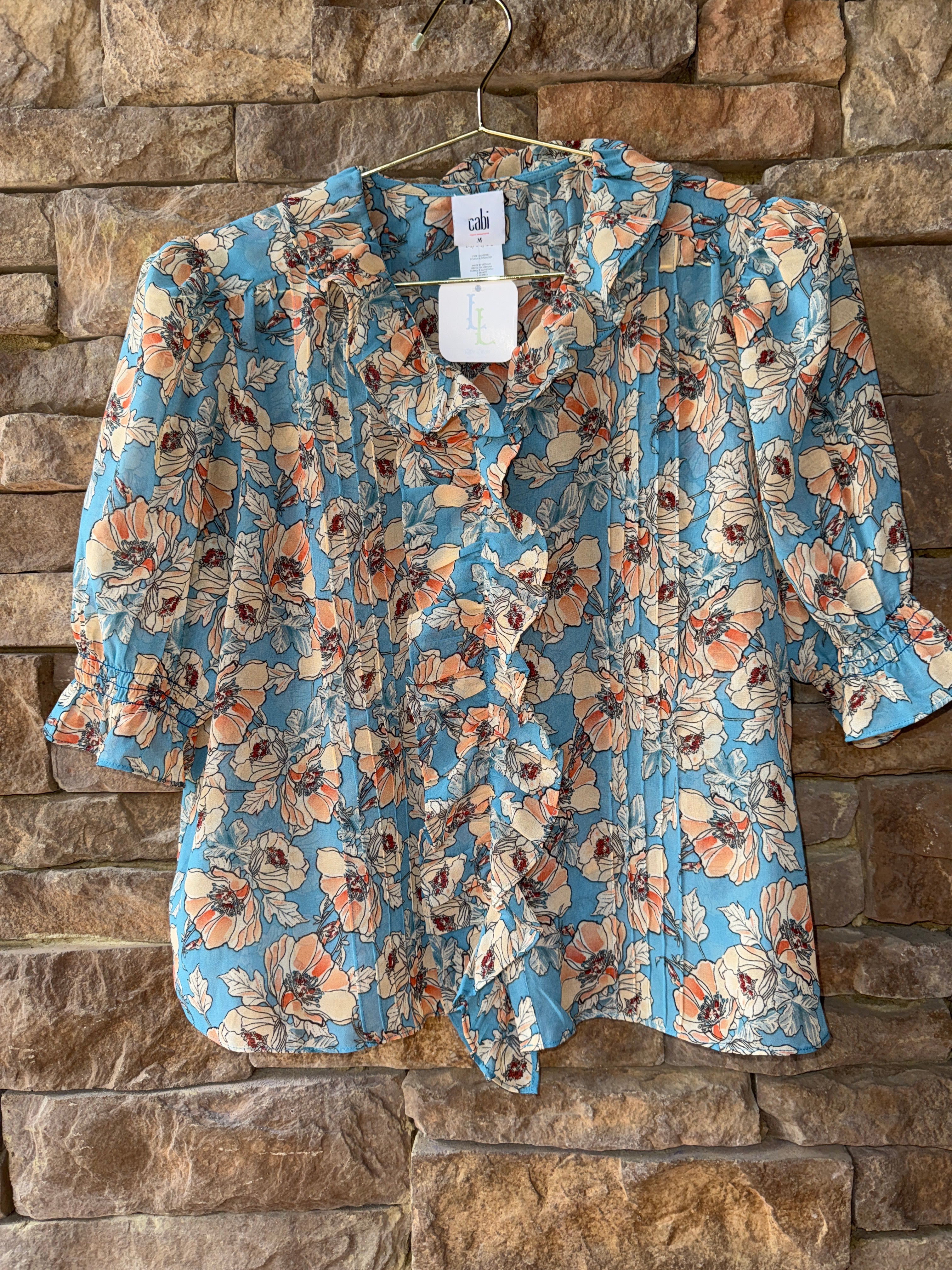 Cabi Floral Sheer Top M
