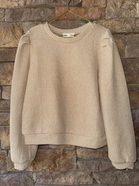 Hayden Girls Khaki Knit Sweater M