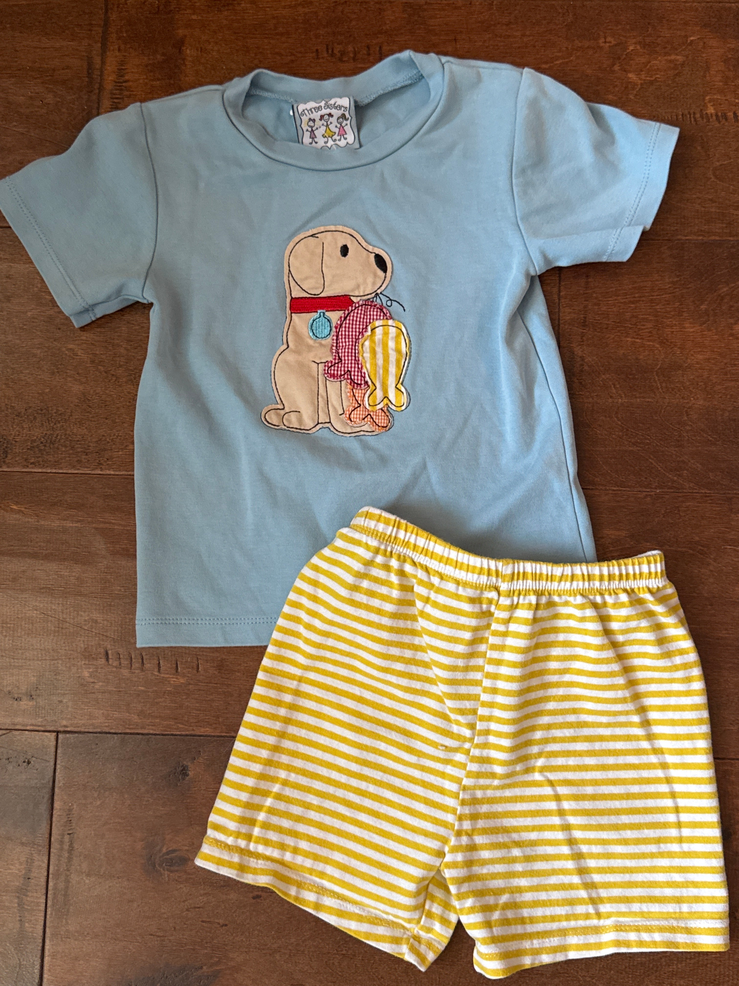 Three Sisters Fishing Dog Short Set 4T