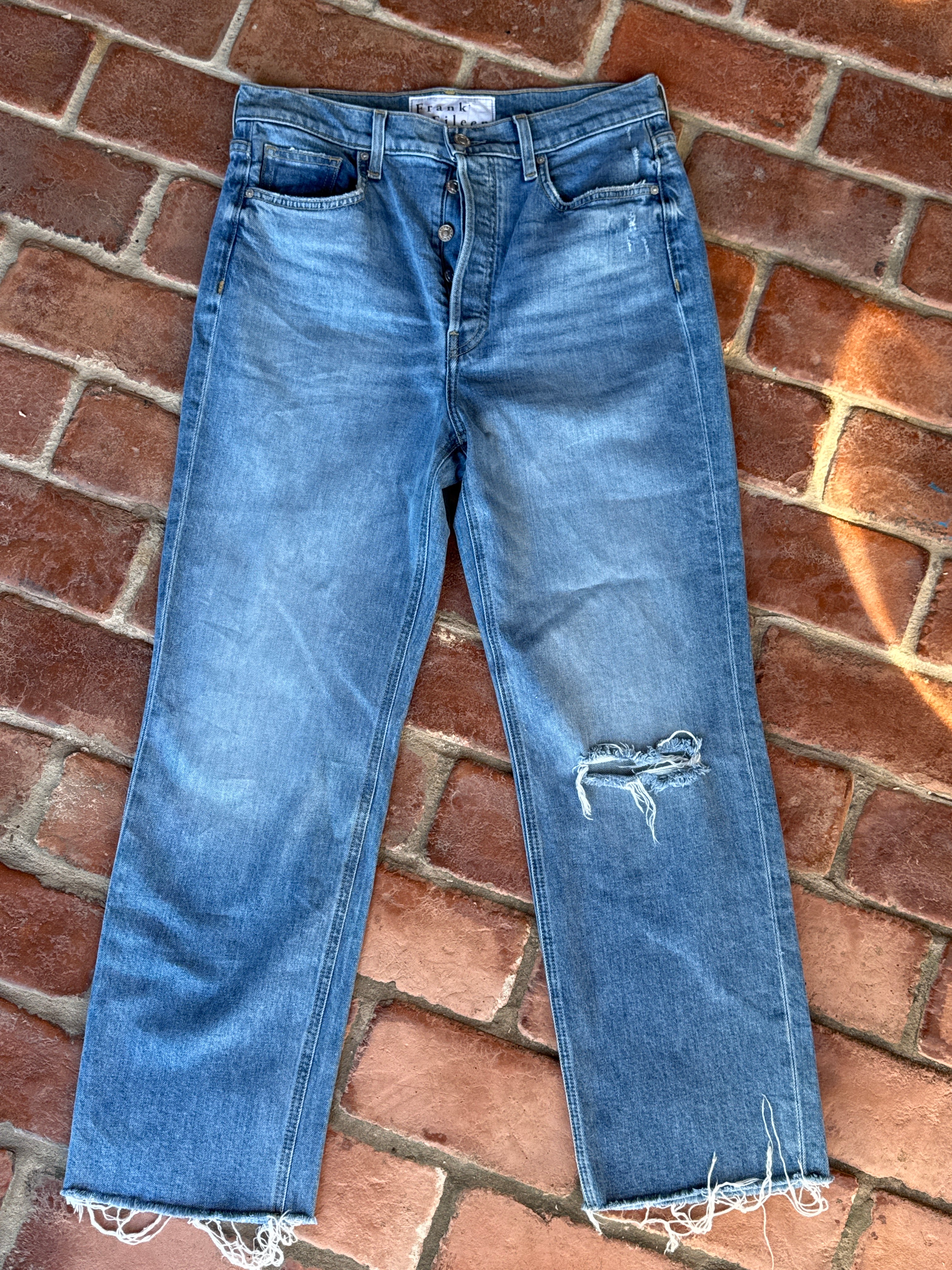 Frank & Eileen Fray Hem Light Wash Denim 30