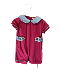 Busy Bee Smocks Romper - Gingham Collar 9M