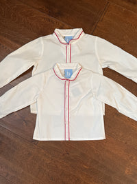 Bella Bliss White with Red Saxon Dress Shirt 6m