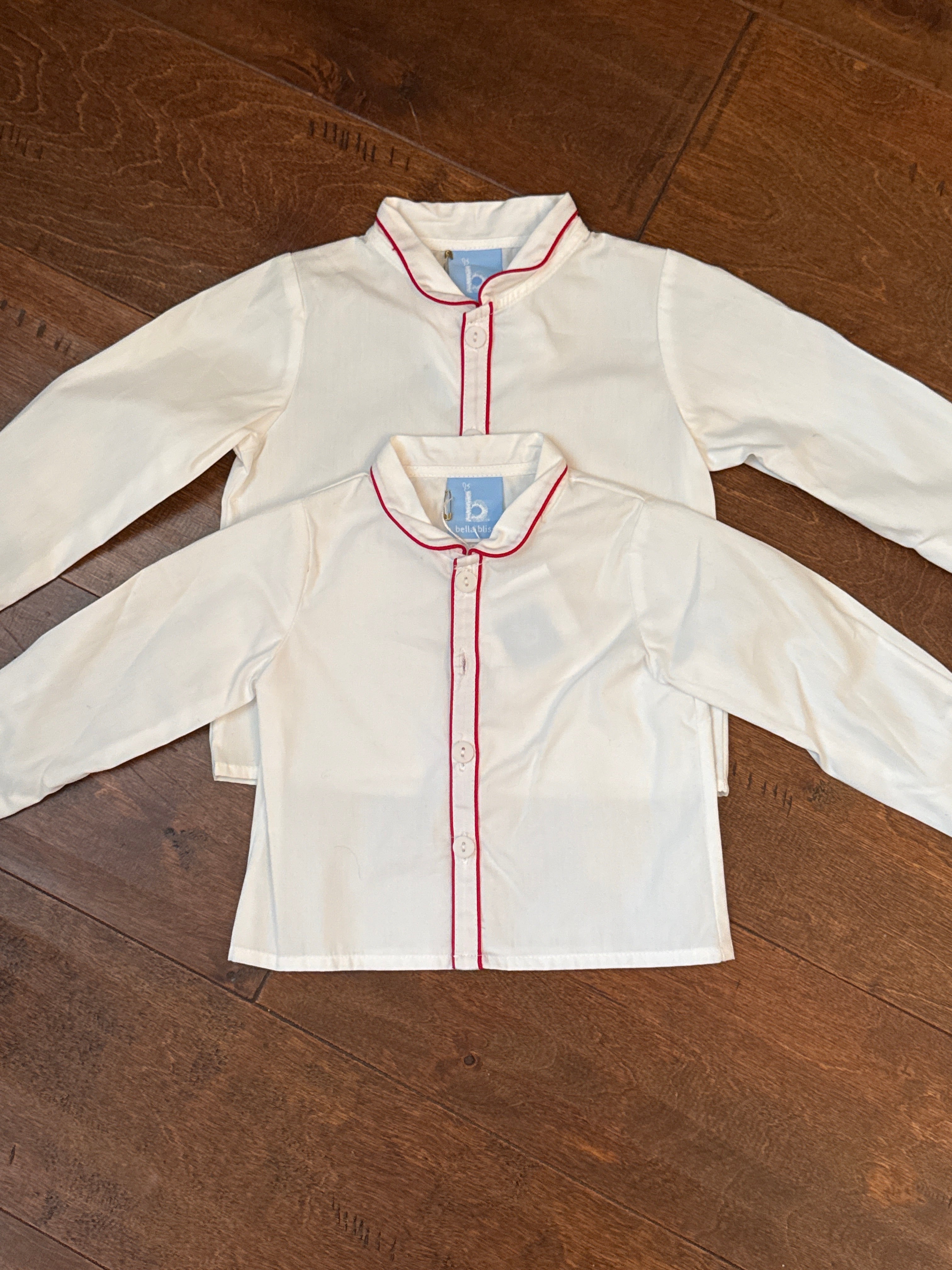 Bella Bliss White with Red Saxon Dress Shirt 18m